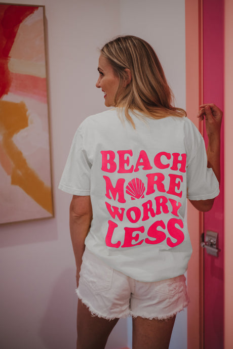 Pure White Beach More Worry Less S/S Graphic Tee