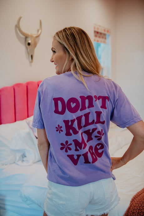 Violet Don't Kill My Vibe Large S/S Graphic Tee
