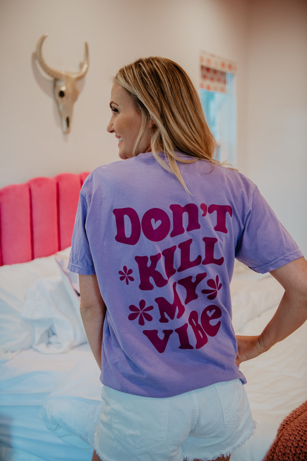 Violet Don't Kill My Vibe Large S/S Graphic Tee