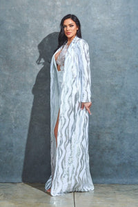 Silver/White Sequin Print Zebra Jacket