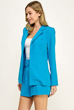 Capri Blue Long Sleeve Blazer With Short Set