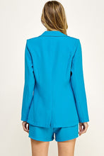 Capri Blue Long Sleeve Blazer With Short Set