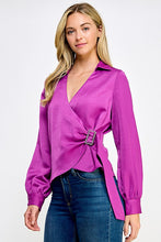 Orchid Long Sleeve Wrap Top With Buckle Trim