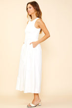 White Mixed Media Tank Midi Dress