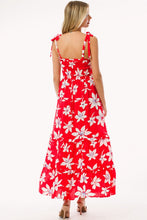 Red Floral Print Ruffled Maxi Summer Dress