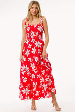 Red Floral Print Ruffled Maxi Summer Dress