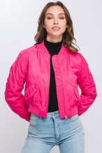 Fuchsia Zip Up Bomber Jacket With Sleeve Zipper Detail