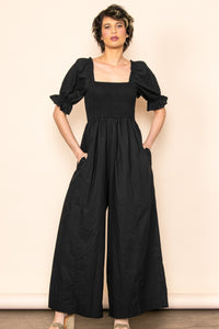Black On & Off Comfy Extra Wide Leg Jumper Jumpsuit