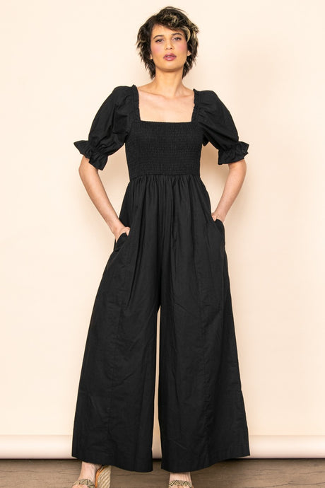 Black On & Off Comfy Extra Wide Leg Jumper Jumpsuit