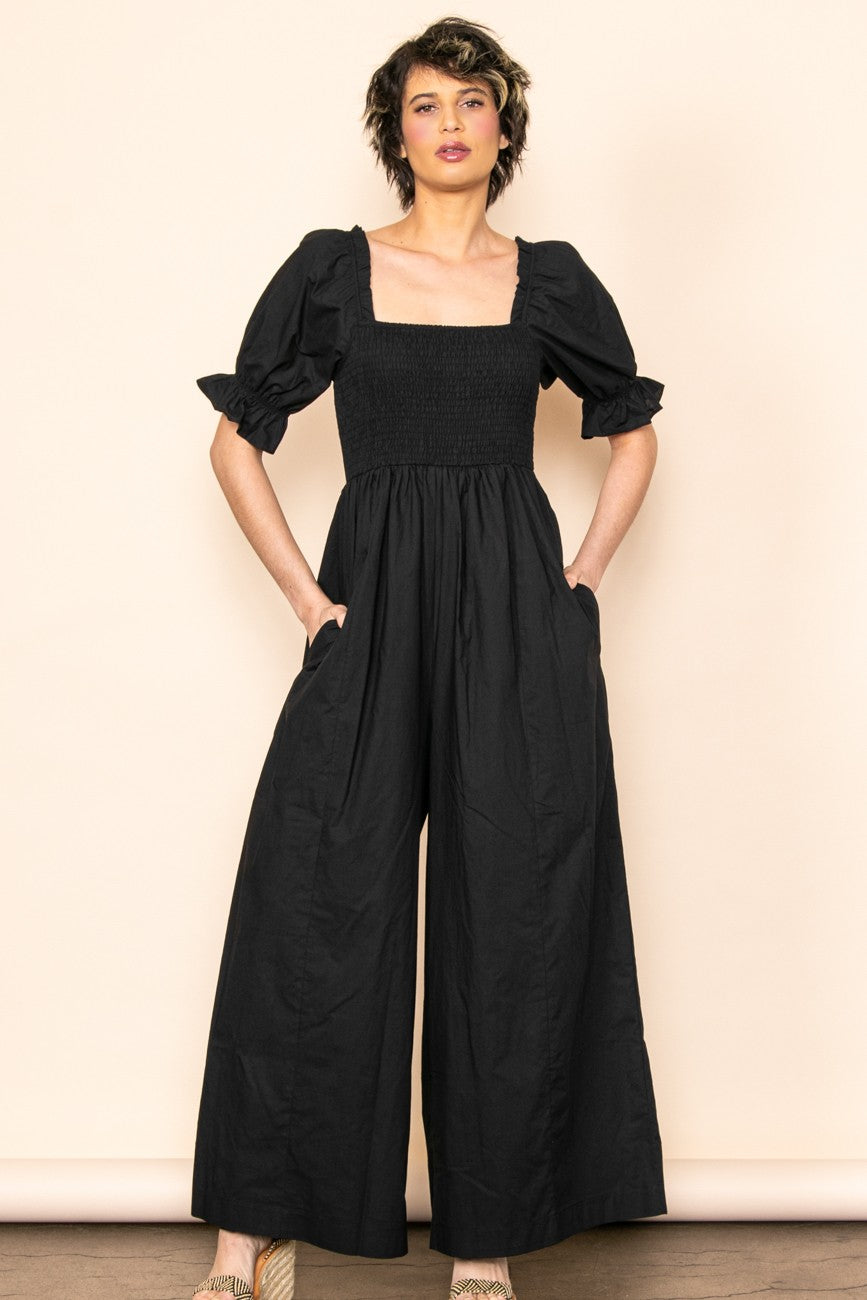 Black On & Off Comfy Extra Wide Leg Jumper Jumpsuit
