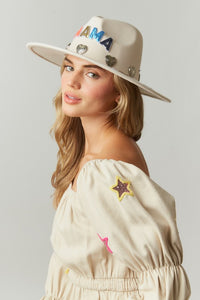 Corduroy Dress With Puff Sleeves And Star Sequins