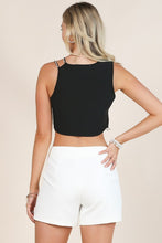 Black Rhinestones Sequin Detail Crop Top