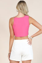 Hot Pink Rhinestones Sequin Detail Crop Top