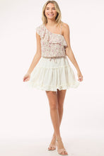 Floivory Ditsy Floral Print One Shoulder Ruffle Top