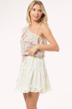 Floivory Ditsy Floral Print One Shoulder Ruffle Top