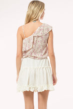 Floivory Ditsy Floral Print One Shoulder Ruffle Top