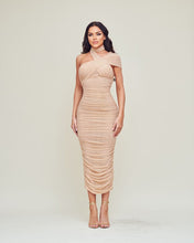 Nude Mesh Midi Dress