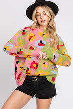 Pink/Green Animal Printed Sweater Top