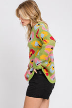 Pink/Green Animal Printed Sweater Top