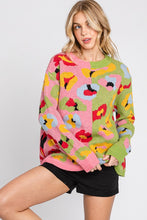 Pink/Green Animal Printed Sweater Top