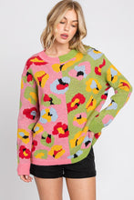 Pink/Green Animal Printed Sweater Top