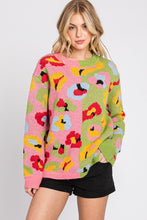 Pink/Green Animal Printed Sweater Top