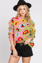 Pink/Green Animal Printed Sweater Top