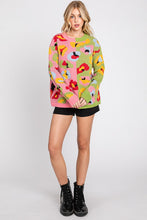 Pink/Green Animal Printed Sweater Top