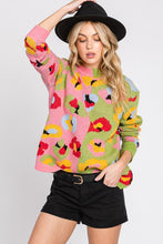 Pink/Green Animal Printed Sweater Top