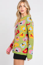 Pink/Green Animal Printed Sweater Top
