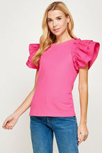 Fuchsia Flutter Ruffle Sleeve Top