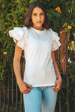 White Flutter Ruffle Sleeve Top