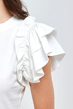 White Flutter Ruffle Sleeve Top