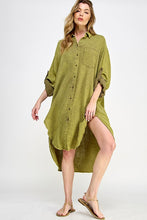 Olive Double Gauze Button Down Shirts Dresses