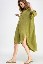 Olive Double Gauze Button Down Shirts Dresses