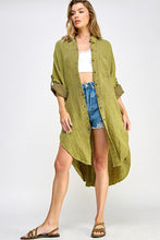 Olive Double Gauze Button Down Shirts Dresses