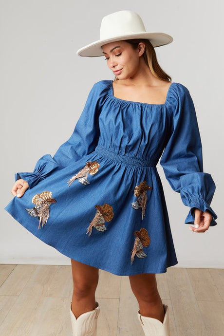 Denim Puff Sleeve Dress