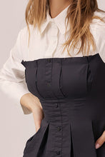 Off White Black All Buttons Up With Shirt And Corset