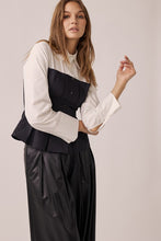 Off White Black All Buttons Up With Shirt And Corset