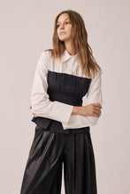 Off White Black All Buttons Up With Shirt And Corset