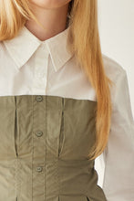 Off White Olive All Buttons Up With Shirt And Corset