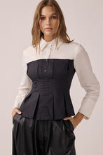 Off White Black All Buttons Up With Shirt And Corset