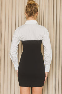 Off White Black Corset Shirt Dress