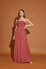 Dried Berry Lace Detail Tube Jumpsuit