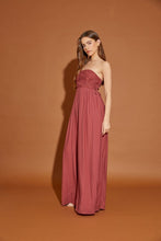 Dried Berry Lace Detail Tube Jumpsuit