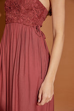 Dried Berry Lace Detail Tube Jumpsuit