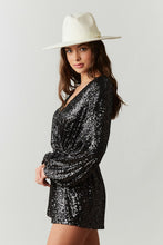 Black Sequin Wrap Romper