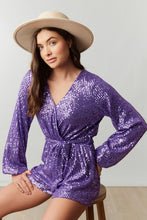 Purple Sequin Wrap Romper