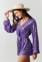 Purple Sequin Wrap Romper