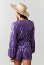 Purple Sequin Wrap Romper